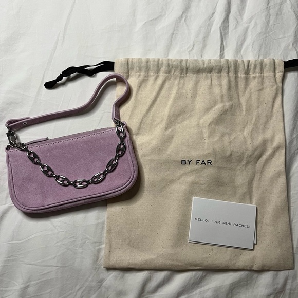 BY FAR Mini Rachel Shoulder Bag in Purple Suede - Picture 1 of 8